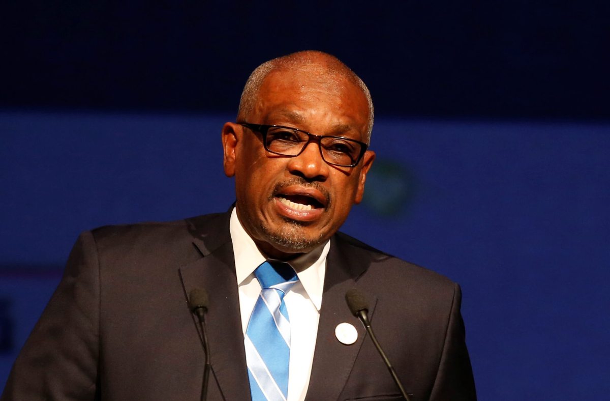 Hubert Minnis Prime Minister of the Bahamas  speaks during the Americas Business Summit in Lima