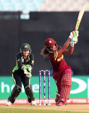West Indies' Hayley Matthews plays a shot against Australia during the final of the ICC Women's World Twenty20 2016 cricket tournament at Eden Gardens in Kolkata, India, Sunday, April 3, 2016.