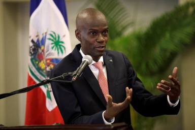 Haiti’s President Jovenel Moise speaks during a news conference to provide information about the measures concerning coronavirus, at the National Palace in Port-au-Prince