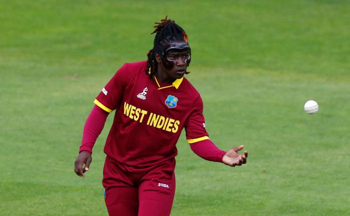 West Indies' Deandra Dottin during a match against Australia during Women's Cricket World Cup at The Cooper Associates County Ground, Taunton, Britain on June 26, 2017.