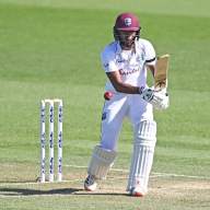 West Indies opener Kraigg Brathwaite bats during play on day two of the first cricket test between the West Indies and New Zealand in Hamilton, New Zealand, Friday, Dec. 4, 2020.