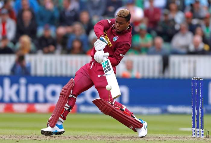 West Indies Shimron Hetmyer in action against Bangladesh during a ICC Cricket World Cup match at the County Ground, Taunton, Britain on June 17, 2019.