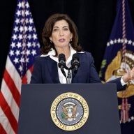 Gov. Kathy Hochul addresses town hall meeting.