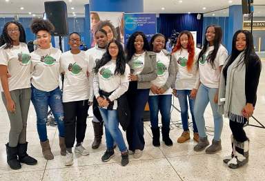 Cloyette Harris-Stoute (Sixth from left) with some of her young leaders.