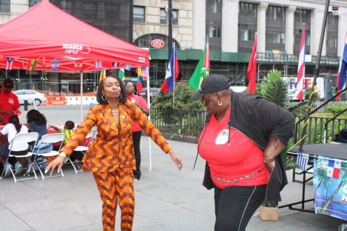 Congresswoman Yvette D. Clarke, revelled at Brooklyn Borough Hall Plaza on June 24, during a colorful Caribbean Heritage Month celebration in partnership with BP Antonio Reynoso and the WIADCA. 