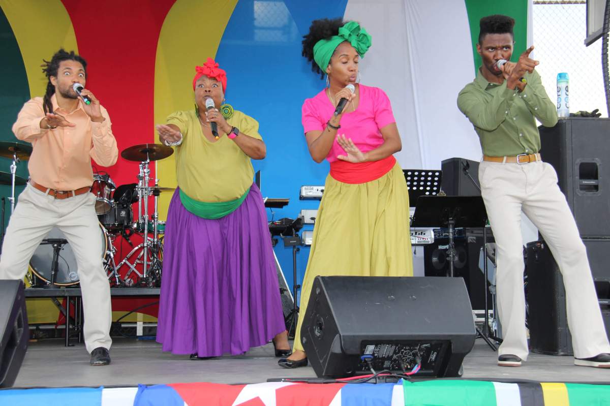 Braata Folk Singers perform in September last year during the Guyana Cultural Association's Folk Festival at the Old Boys & Girls High School Grounds in Brooklyn.