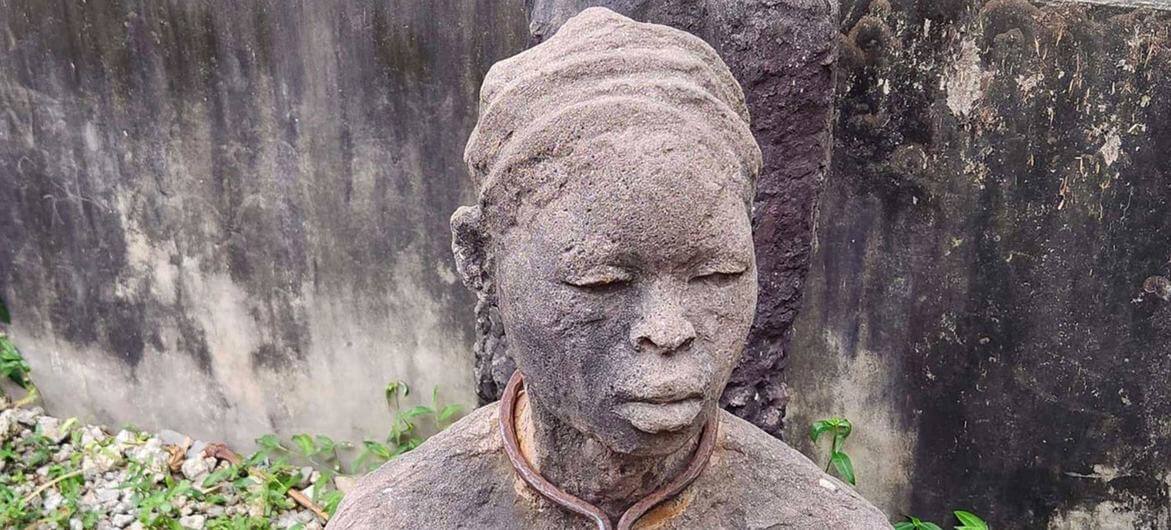 A slavery memorial in Stone Town, Zanzibar, Tanzania.