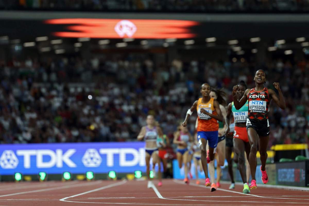 Faith Kipyegon wins the 1500m at the World Athletics Championships Budapest 23