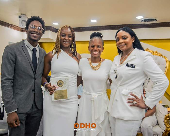 From left, Hercules Reid, a former state Assembly candidate in Brooklyn, Naomi D. Ritter Chief Executive Officer of Finesse Institute, Community Story Teller and Former Director of Community Affairs and Communication for New York State Assemblymember Brian A. Cunningham, Assemblymember Monique Chandler-Waterman and Apostle Dr. Chloe Natacha.