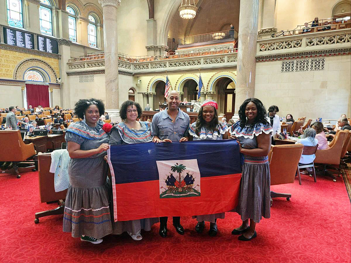 The Haitian-American Legislative Delegation, from left: Kimberly Jean-Pierre, Michaelle C. Solages, Clyde Vanel, Rodneyse Bichotte Hermelyn, and Phara Souffrant Forrest.