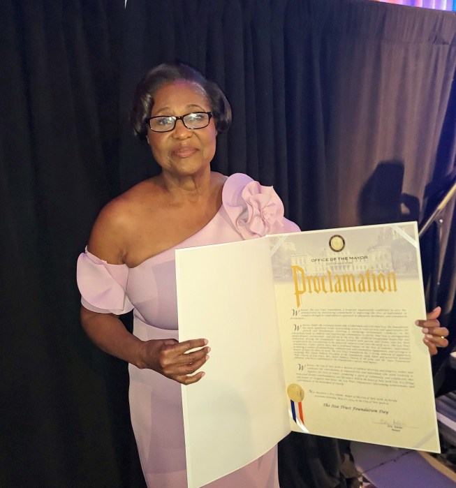 Lady Juliet Allen with Proclamation from NY Mayor Eric Adams.