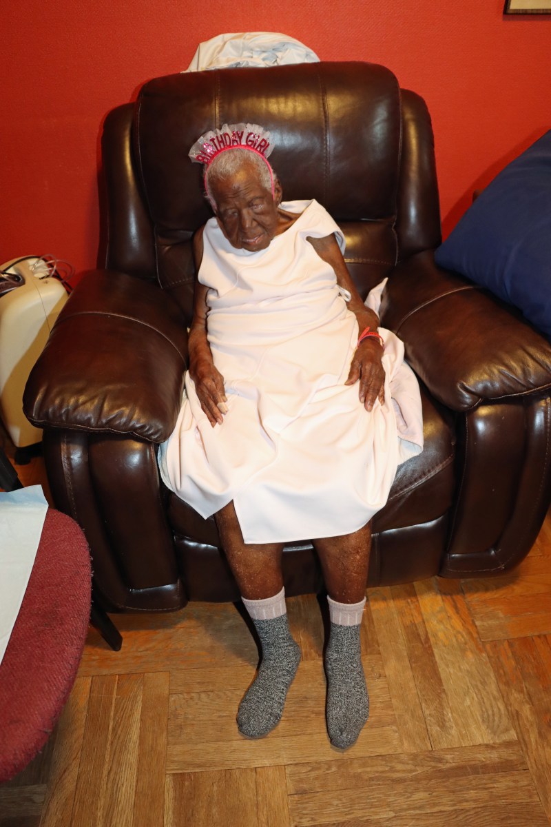 Grenadian centenarian Judith Mends on her 108th birthday.