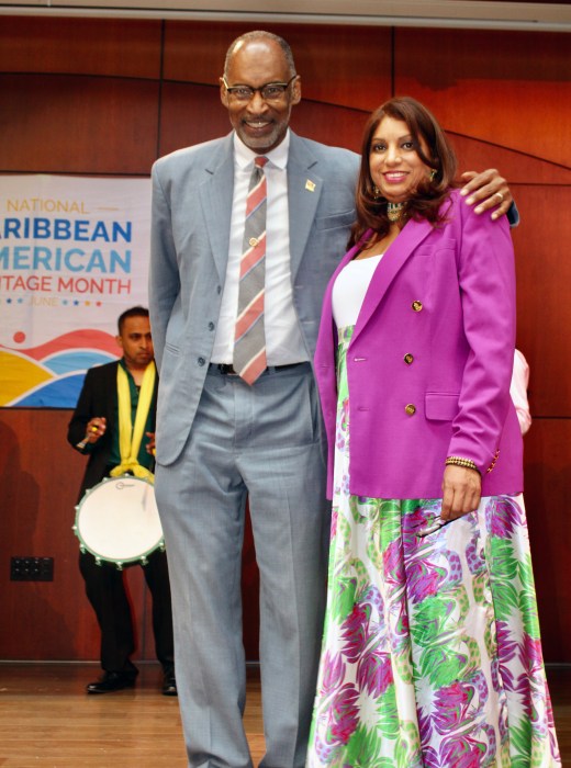 Consul General of Trinidad & Tobago to New York, Andre Laveau, (left) with Justice Karen Gopee, at the first Caribbean American Heritage celebration hosted by the Queens County Supreme Court, Criminal Term's Equal Justice Committee, in partnership with Borough President Donavan Richards, in Queens.