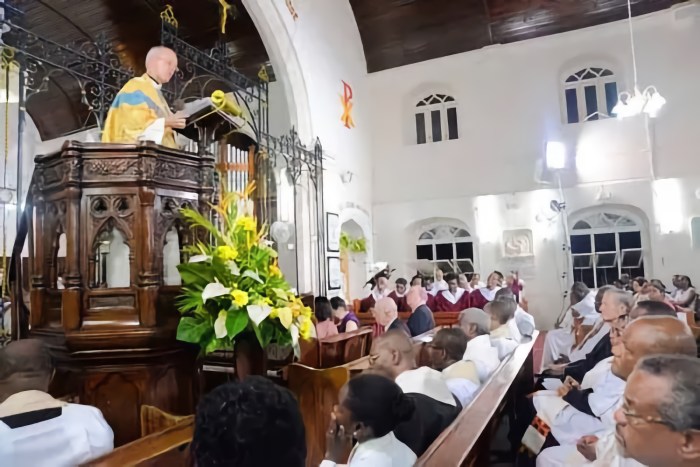 Archbishop of Canterbury the Right Hon. Justin Welby delivering a sermon in the Christ Church Parish Church, Barbados.