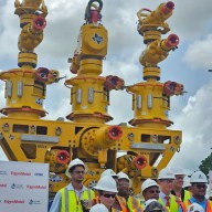 The capping stack equipment on display in Guyana.