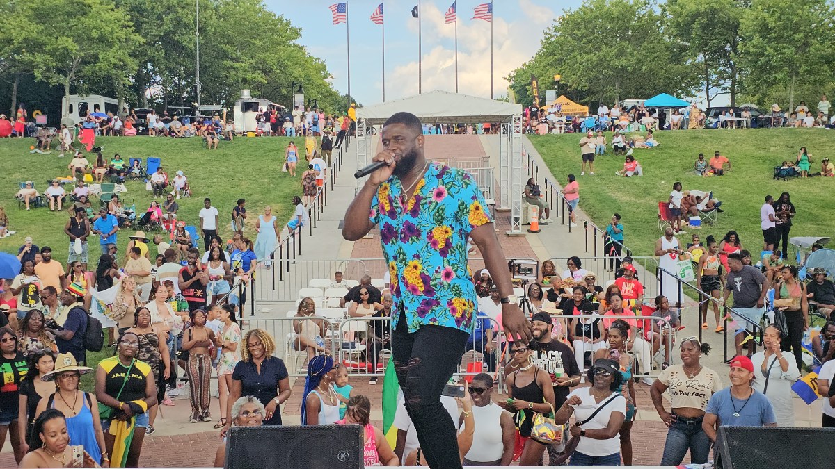 Bahamian artist, Julien 'Believe' Thompson performing at the South Jersey Caribbean Festival.