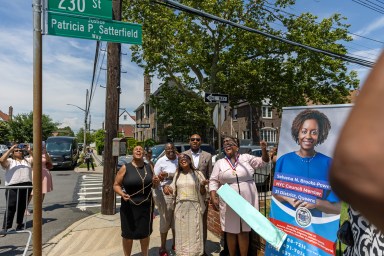 Unveiling of 'Justice P. Satterfield Way’ signage in Queens.