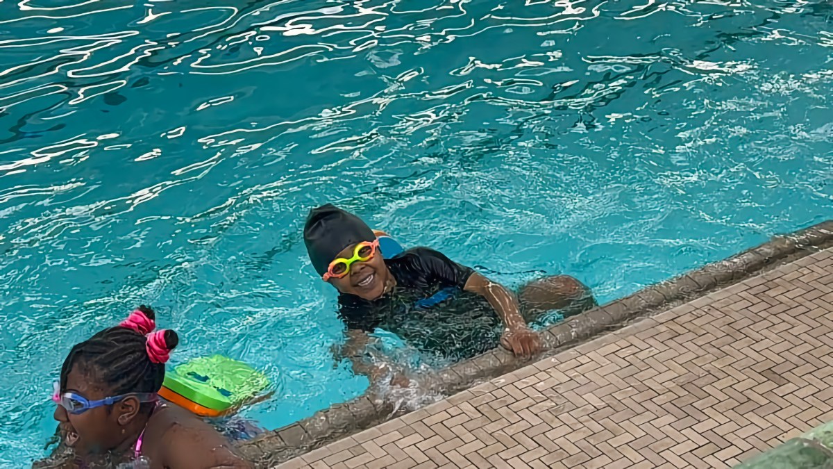 Youngers are full of glee as they jump into Bed-Stuy YMCA Swimming pool as part of the 1922 program, in partnership with Senator Kevin Parker, and Sigma Gamma Rho Sorority, Inc.- Eta Nu Sigma Chapter Brooklyn Alumnae, recently.