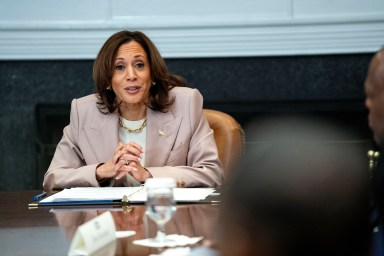 U.S. Vice President Kamala Harris speaks during criminal justice roundtable