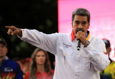 Supporters of Venezuelan President Nicolas Maduro hold a march, in Caracas