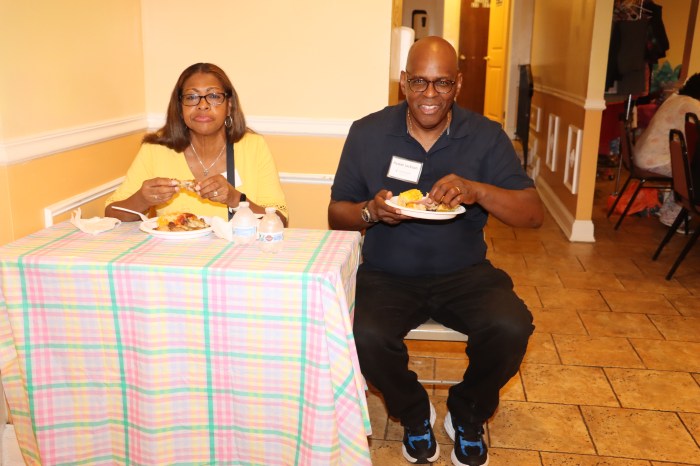 Pastor the Rev. Roger Jackson and First Lady Kim Jackson having their fill