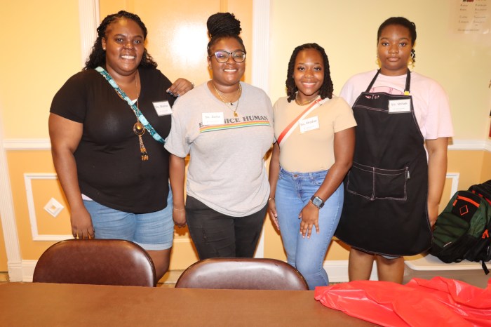 Youth volunteers, first cousins, left to right: Shanae Als, Zuria Thorpe, Shadae Goodiing and Shilah Griffith