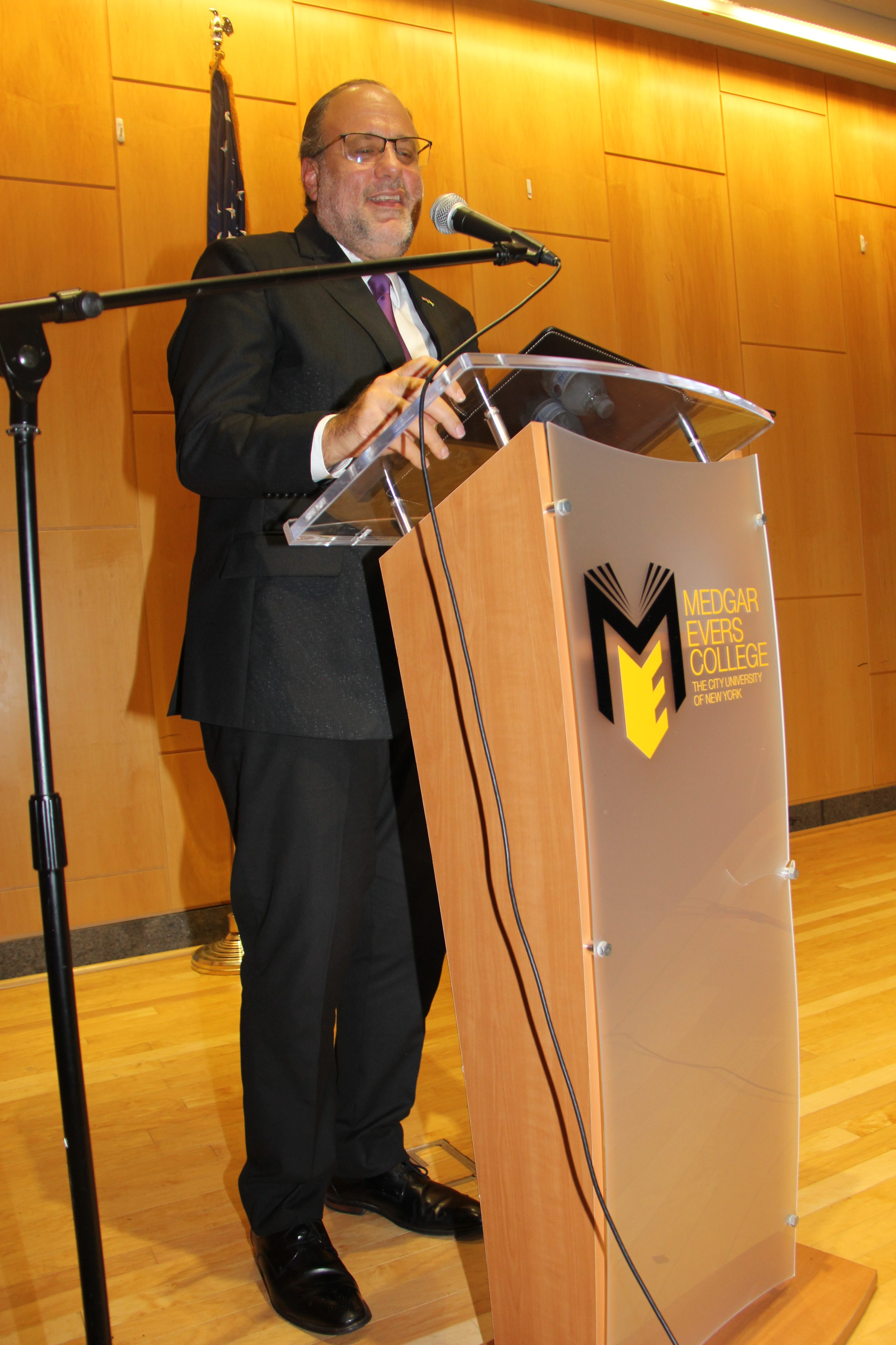 Jamaica Opposition Leader Mark Golding addresses the Caribbean Research Center’s Speaker Series in July 2022 at Brooklyn’s Medgar Evers College, City University of New York (CUNY).