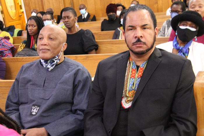 Grenadian professors: Prof. Martin Felix, left, and Dr. Paul Clement celebrating Black History Month at Fenimore Street United Methodist Church in Brooklyn in February 2023