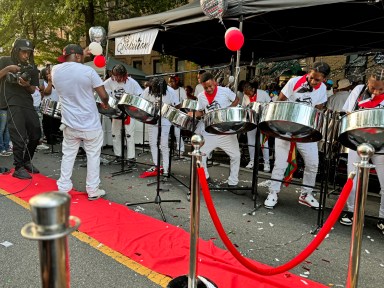 The winning band, Pan Evolution Steel Orchestra (PESO) .