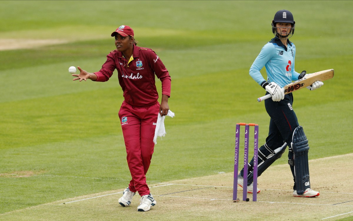 West Indies’ Hayley Matthews and England’s Amy Jones