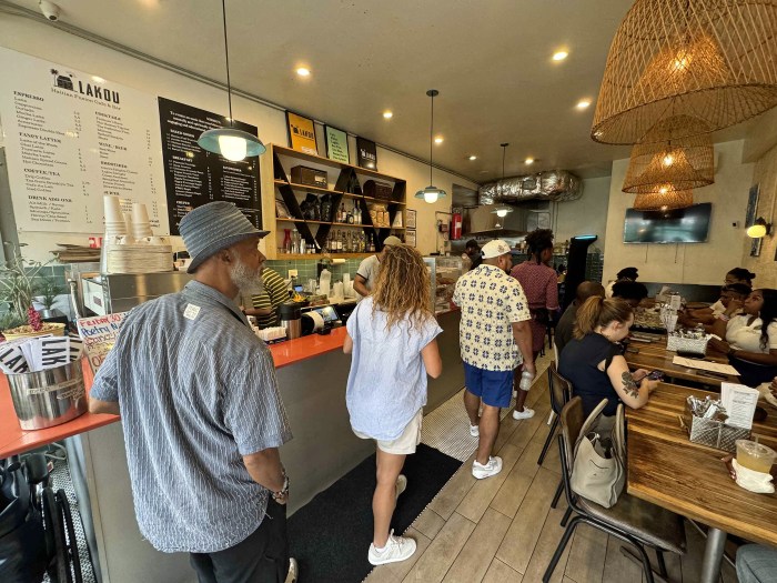 Lakou Cafe, Haitian Cafe & Bar, interior located in Crown Heights, Brooklyn.