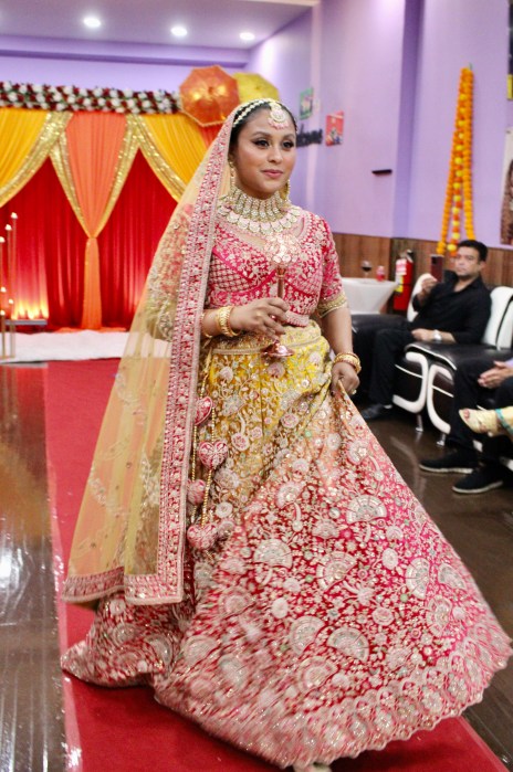 Model and dancer, Raisa Ghazi, showcases a stunning pink lehenga on the runway at the 2nd Annual Desi Look fashion show at Secrets Lounge in Jamaica, Queens, on Saturday, Sept. 21.