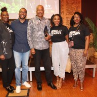 Sir Hilary Beckles, center, with festival participants.