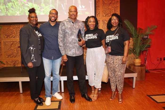 Sir Hilary Beckles, center, with festival participants.