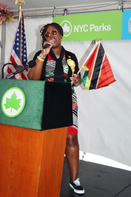 Bronx Borough President Vanessa L. Gibson addresses Pre-Labor Day Breakfast ceremony.