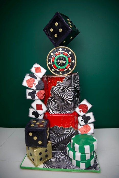 Casino-themed cake made for a nonprofit's anniversary celebration.