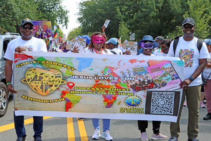 Canarsie, Brooklyn's Christ Embassy with the banner “God Loves You.”