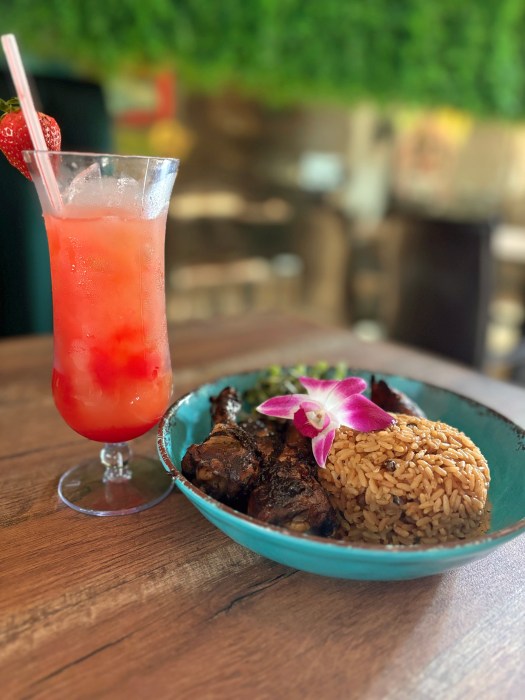 Rice and Peas with Jerk Chicken. The spice from Grenada gives this a tantalizing taste.