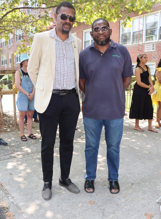 St. Vincent and the Grenadines Consul General to the United States Rondy "Luta" McIntosh, left, with Raymond Otis Lewis, chairperson of the Brooklyn-based Vincy Day USA Committee.