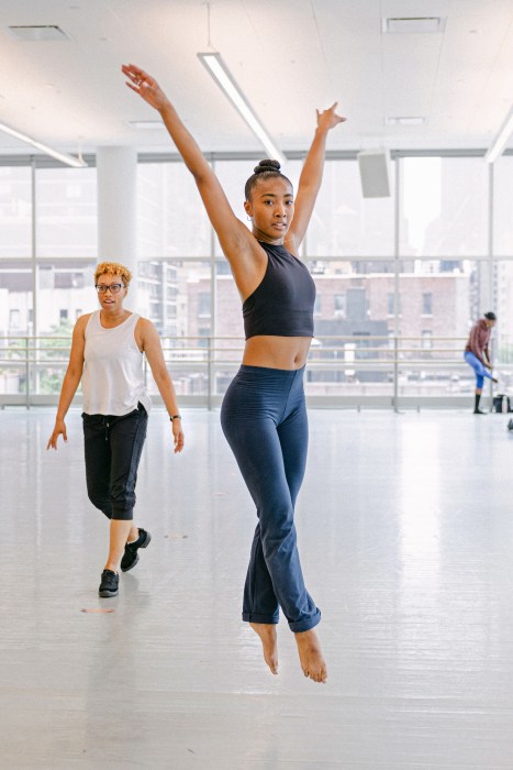 Amy Hall Garner rehearsing CENTURY with AAADT's Hannah Richardson.