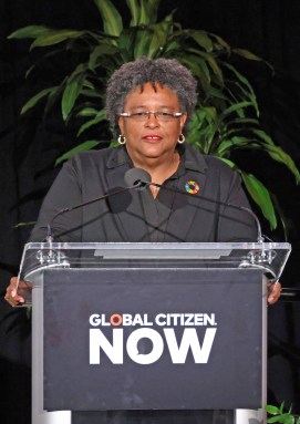 Prime Minister of Barbados, Mia Mottley speaks onstage during Global Citizen NOW: Health and Climate Financing Sessions - The Urgent Need for Action at Guastavino's on Sept. 25, 2024 in New York City.