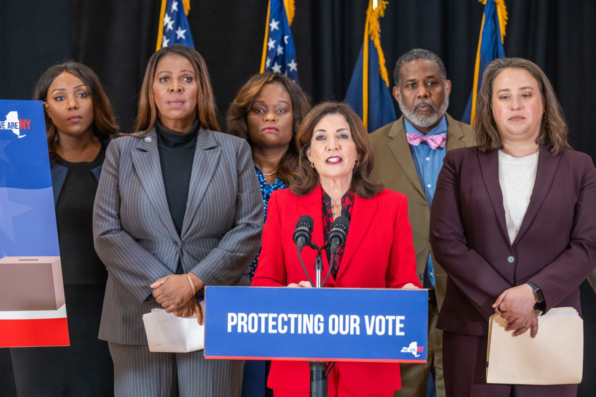 Gov. Kathy Hochul and Attorney General Letitia James provided an update on nonpartisan efforts to protect voting rights and public safety across New York State during the 2024 elections on Oct. 28. Photo courtesy