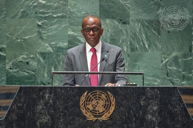 Philip Joseph Pierre, Prime Minister and Minister for Finance, Economic Development and Youth Economy of Saint Lucia, addresses the general debate of the General Assembly's 78th session.