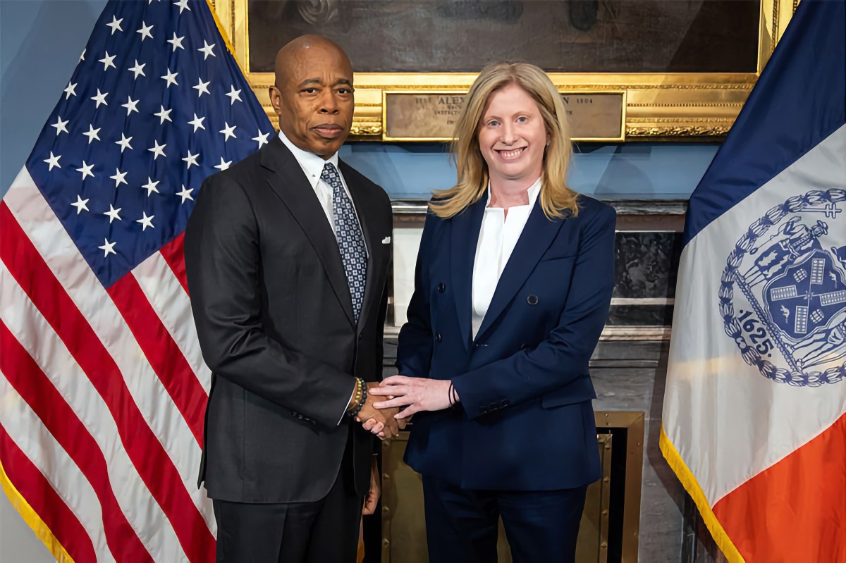 Mayor Eric Adams with NYPD Commissioner Jessica Tisch.