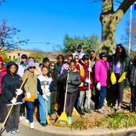 Volunteers with rakes completed their mission to clear beds and plant bulbs in Canarsie Park, Brooklyn, for a colorful spring bloom as part of the community beautification project. Founder of LEAD'N, Grenadian-national Jennifer Viechweg-Horsford, standing tall, seven from left, thanked neighborhood residents for their fantastic day of service last Saturday.