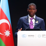 Grenadian Prime Minister Dickon Mitchell delivers a national statement during the high level segment on day three of the UNFCCC COP29 Climate Conference at Baku Stadium on Nov. 13, 2024 in Baku, Azerbaijan. The COP29, which is running from November 11 through 22, is bringing together stakeholders, including international heads of state and other leaders, scientists, environmentalists, indigenous peoples representatives, activists and others to discuss and agree on the implementation of global measures towards mitigating the effects of climate change. According to the United Nations, countries made no progress over the last year in reducing global emissions from the burning of fossil fuels.