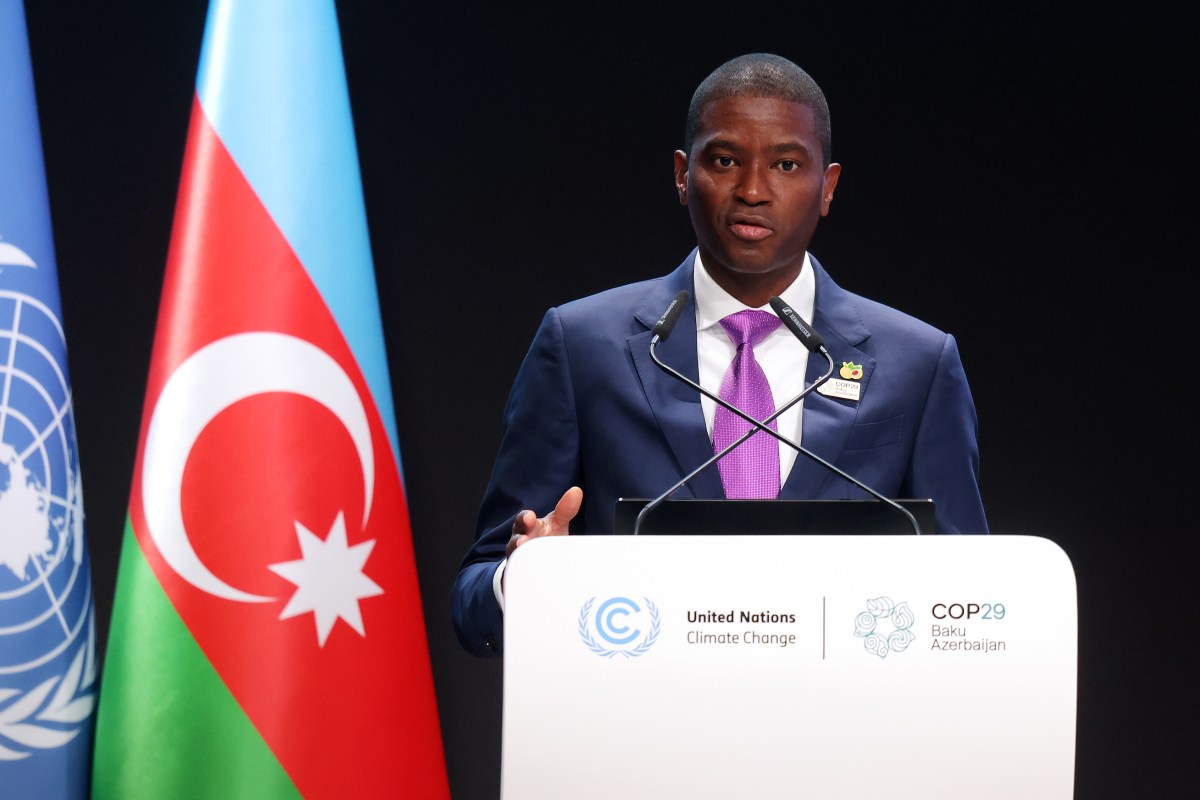 Grenadian Prime Minister Dickon Mitchell delivers a national statement during the high level segment on day three of the UNFCCC COP29 Climate Conference at Baku Stadium on Nov. 13, 2024 in Baku, Azerbaijan. The COP29, which is running from November 11 through 22, is bringing together stakeholders, including international heads of state and other leaders, scientists, environmentalists, indigenous peoples representatives, activists and others to discuss and agree on the implementation of global measures towards mitigating the effects of climate change. According to the United Nations, countries made no progress over the last year in reducing global emissions from the burning of fossil fuels.