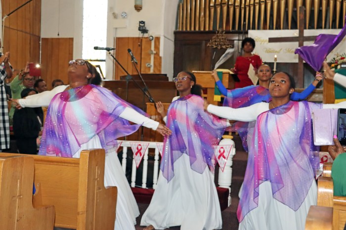 The Liturgical dancers perform a routine.