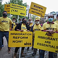 The protesters’ demands were clear: “Immigration reform now.”