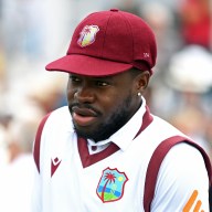 Kirk McKenzie of the West Indies during day three of the 2nd Test Match between England and the West Indies at Trent Bridge on July 21, 2024 in Nottingham, England.